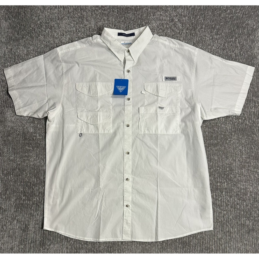 Columbia Bonehead SS Shirt Mens XL TG White Short Sleeve NWT FM7130-100 PFG